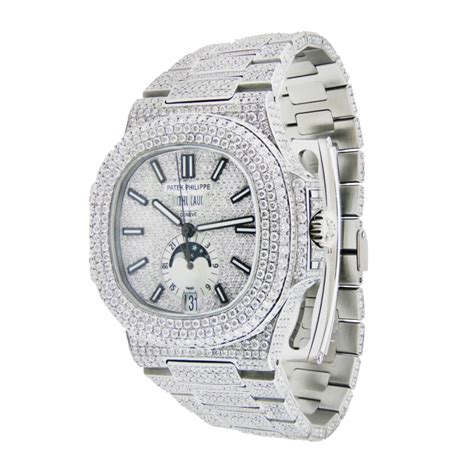 iced out patek watch|patek philippe nautilus full diamond.